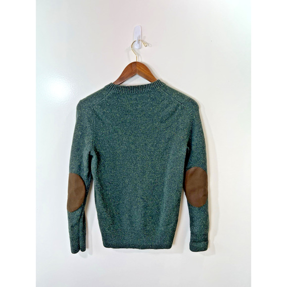 J.Crew Women’s Lambswool Wool Sweater Sz XS Green Elbow Patches Preppy Academia - Picture 2 of 8